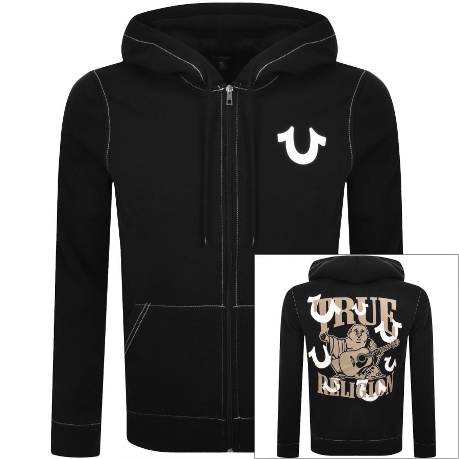 True Religion Arch Logo Zip Hoodie Black | Mainline Menswear us